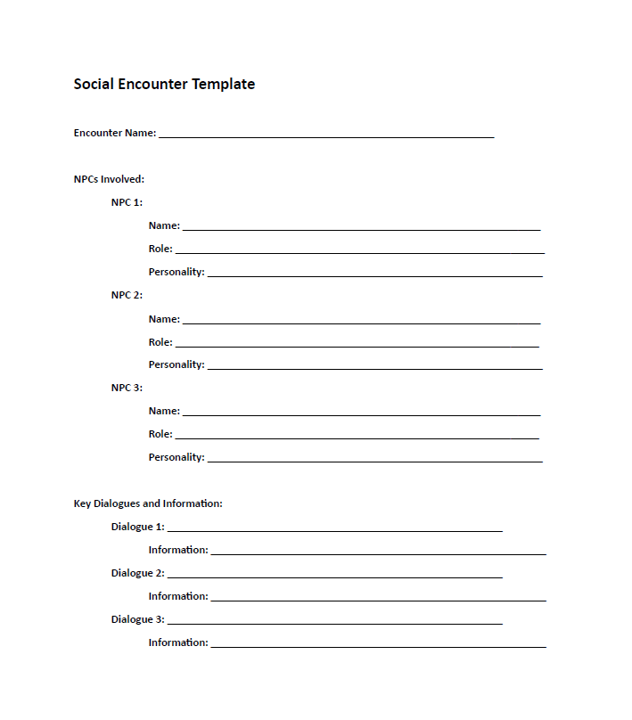 Social Encounter Template